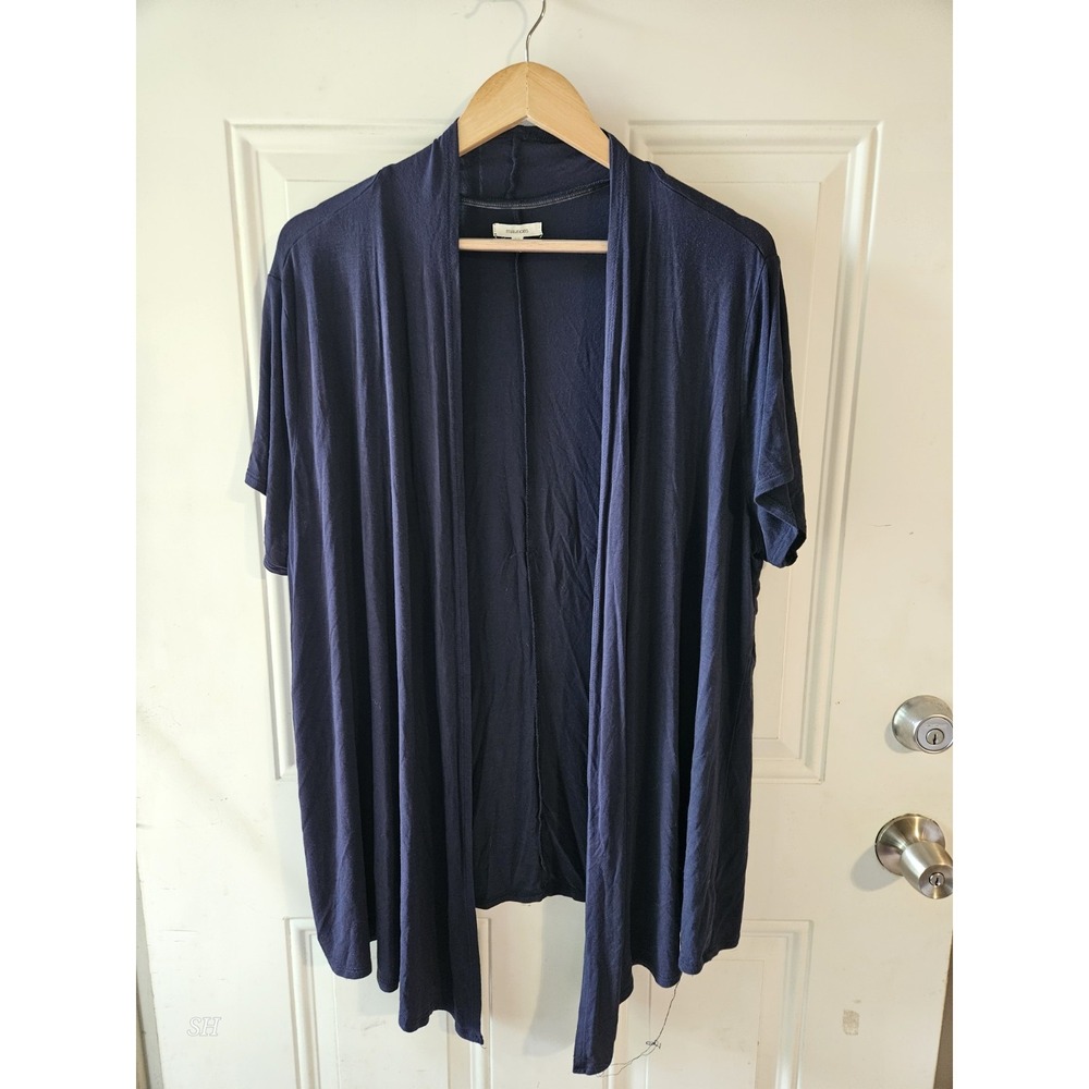 Maurices Womens 1X Navy Open Front Cardigan Short Sleeve Lightweight Drape Plus
